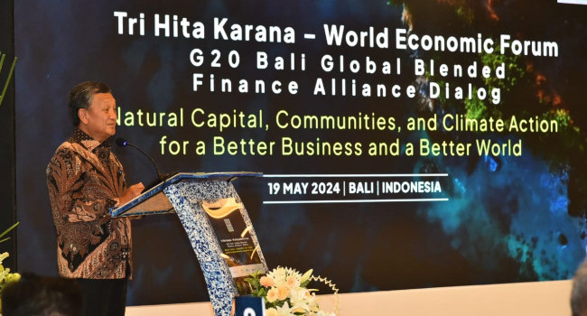 Menteri ESDM Menyampaikan Opening Speech pada Tri Hita Karana-Forum World Economic Forum di Denpasar Bali, Minggu (19/5)