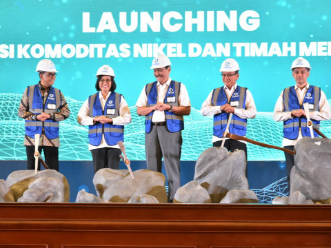 Peluncuran SIMBARA Komoditas Nikel dan Timah di Gedung Dhanapala, Kementerian Keuangan Jakarta, Senin (23/7)
