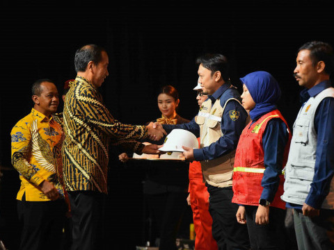 Presiden RI Joko Widodo Menghadiri Malam Puncak Hari Jadi Pertambangan dan Energi Ke-79 (Penghargaan Subroto 2024) di Grand Ballroom Kempinski Jakarta, Senin (14/10)