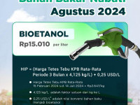  Bulan Agustus 2024, HIP BBN Bioetanol Ditetapkan Rp15.010 per Liter 