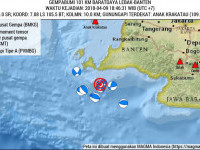 Gempa 5.0 SR Guncang Perairan Selatan Banten, Tidak Berpotensi Tsunami