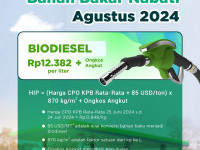 Naik Rp221, HIP BBN Biodiesel Bulan Agustus 2024 Dipatok Rp12.382 per Liter 